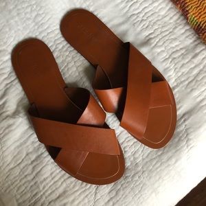 Cross over slide on sandals